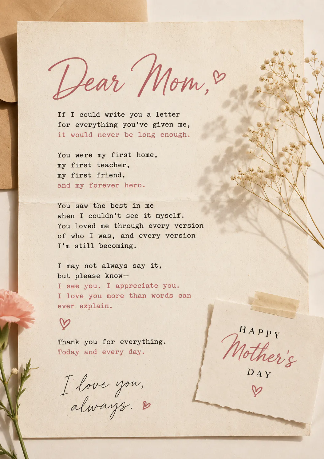 mother's day letter