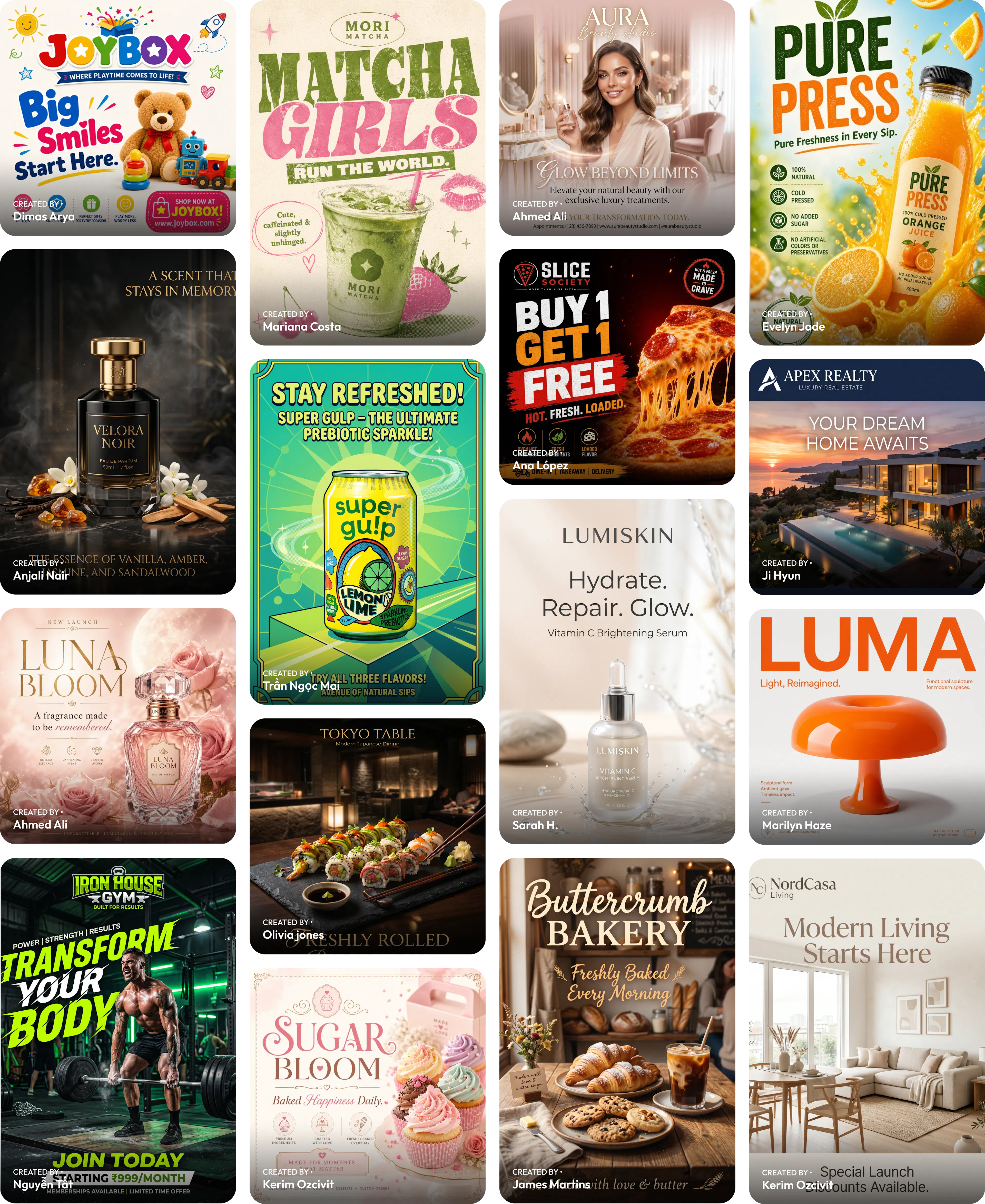 Posters created by different users in Blend