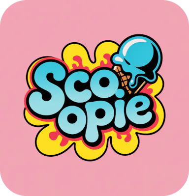 A sample logo for a brand called "Scoopie" ice creams
