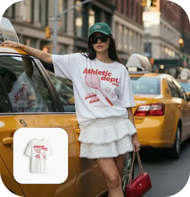 A tshirt image converted into a realistic AI model photograph