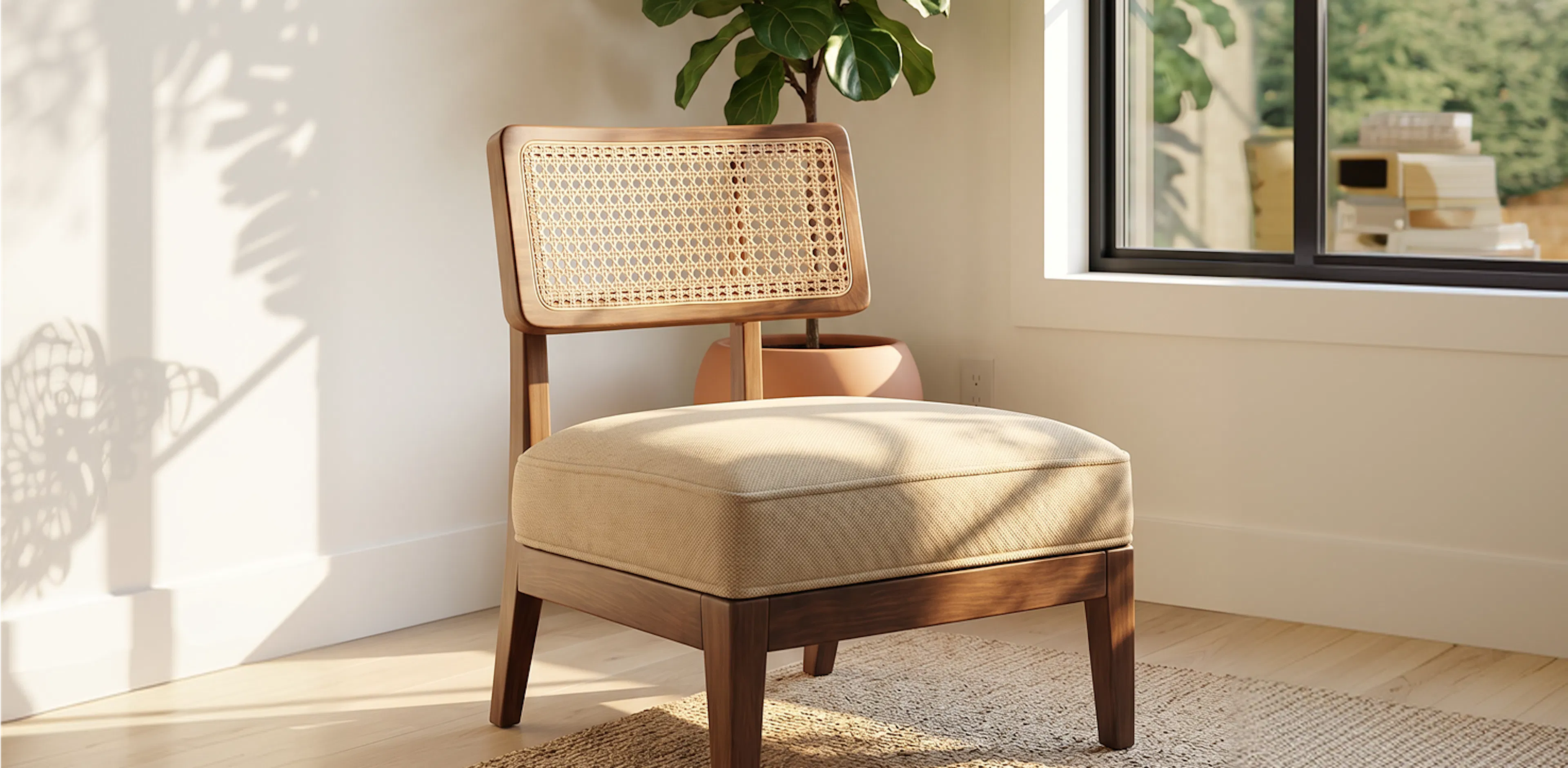 An aesthetic image of a chair in modern chic interiors