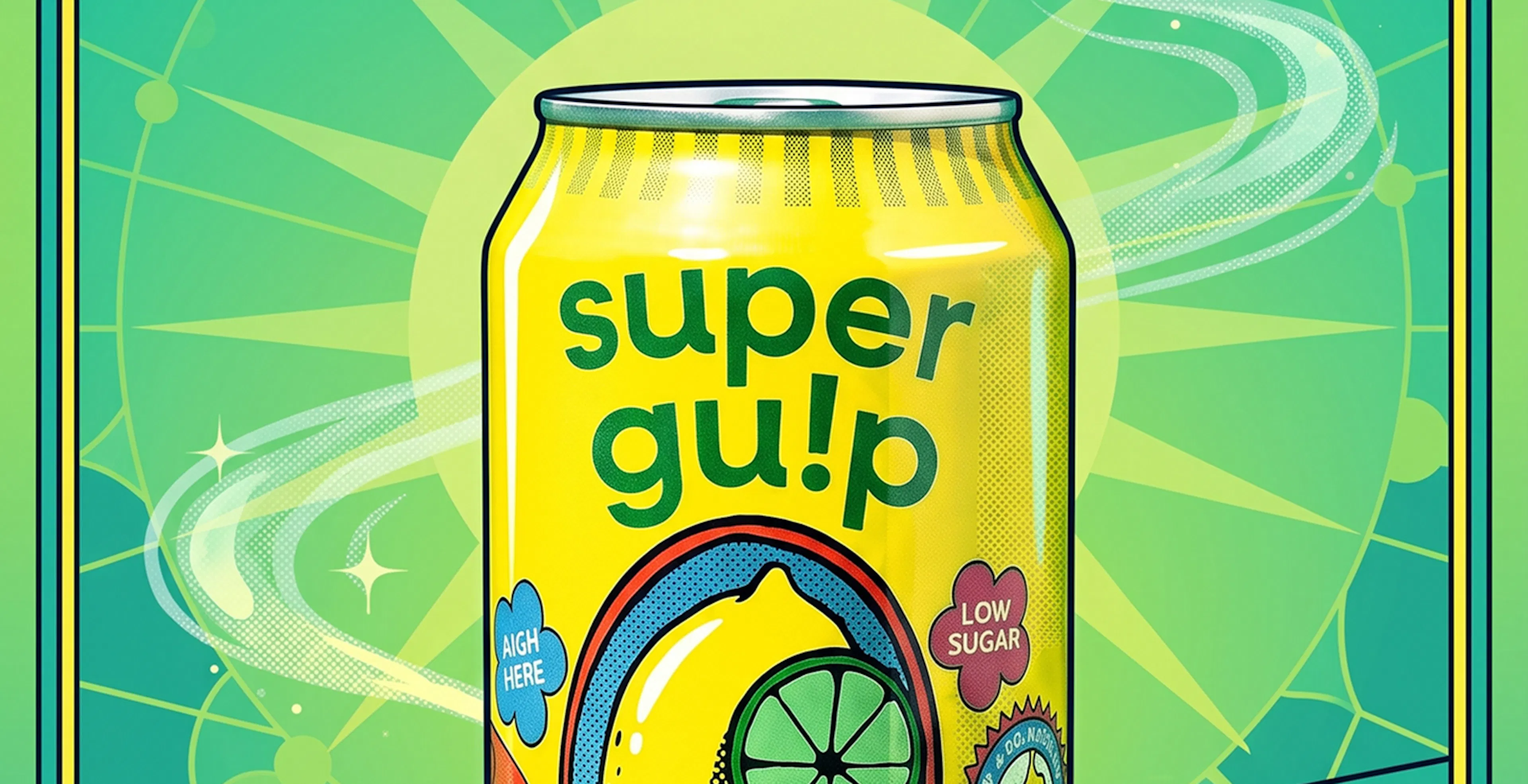 A drink ad for super gulp product