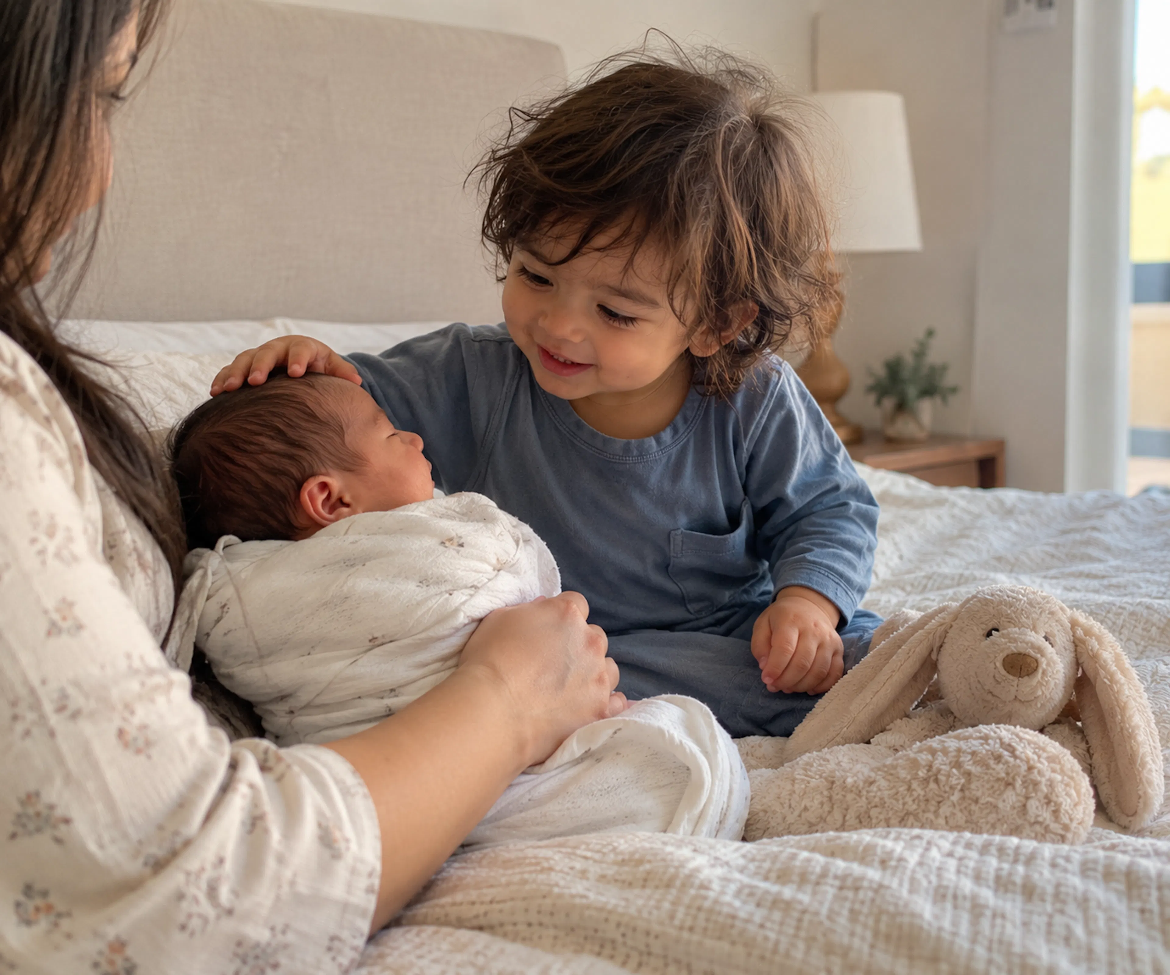 Tender Siblings’ First Cuddle