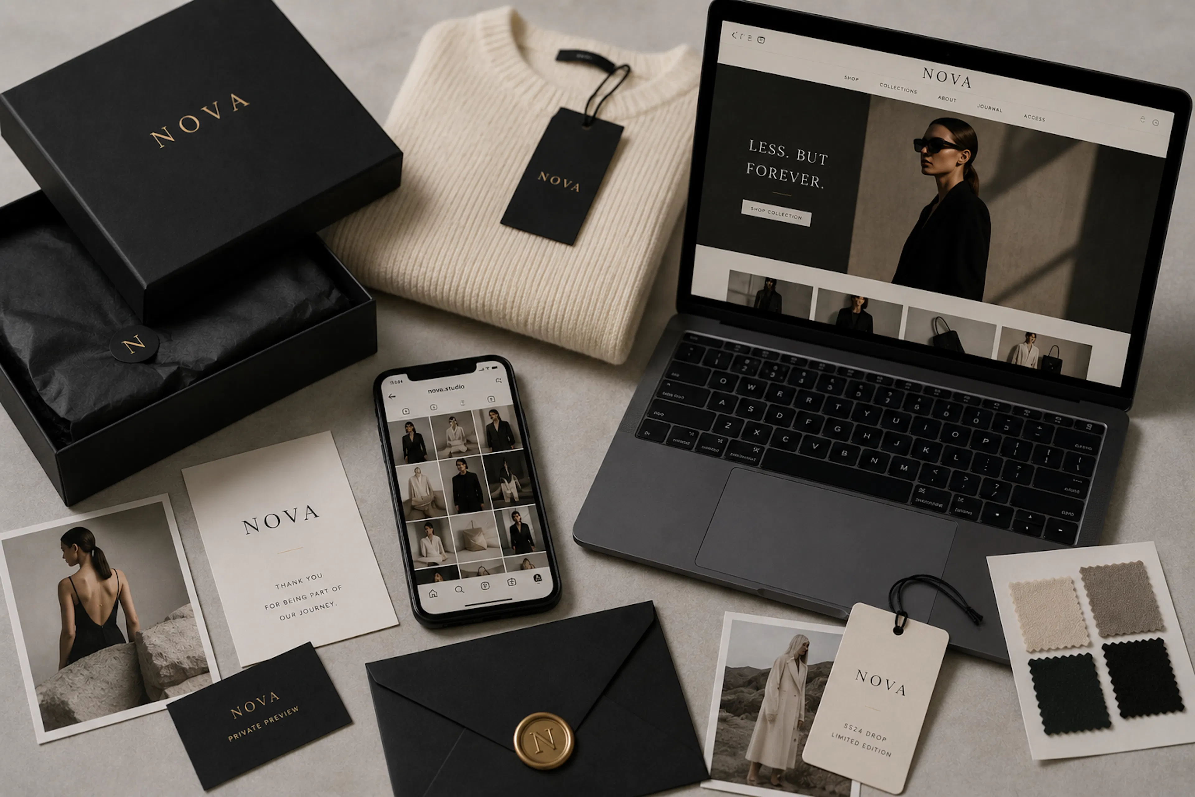 luxury clothing brand moodboard