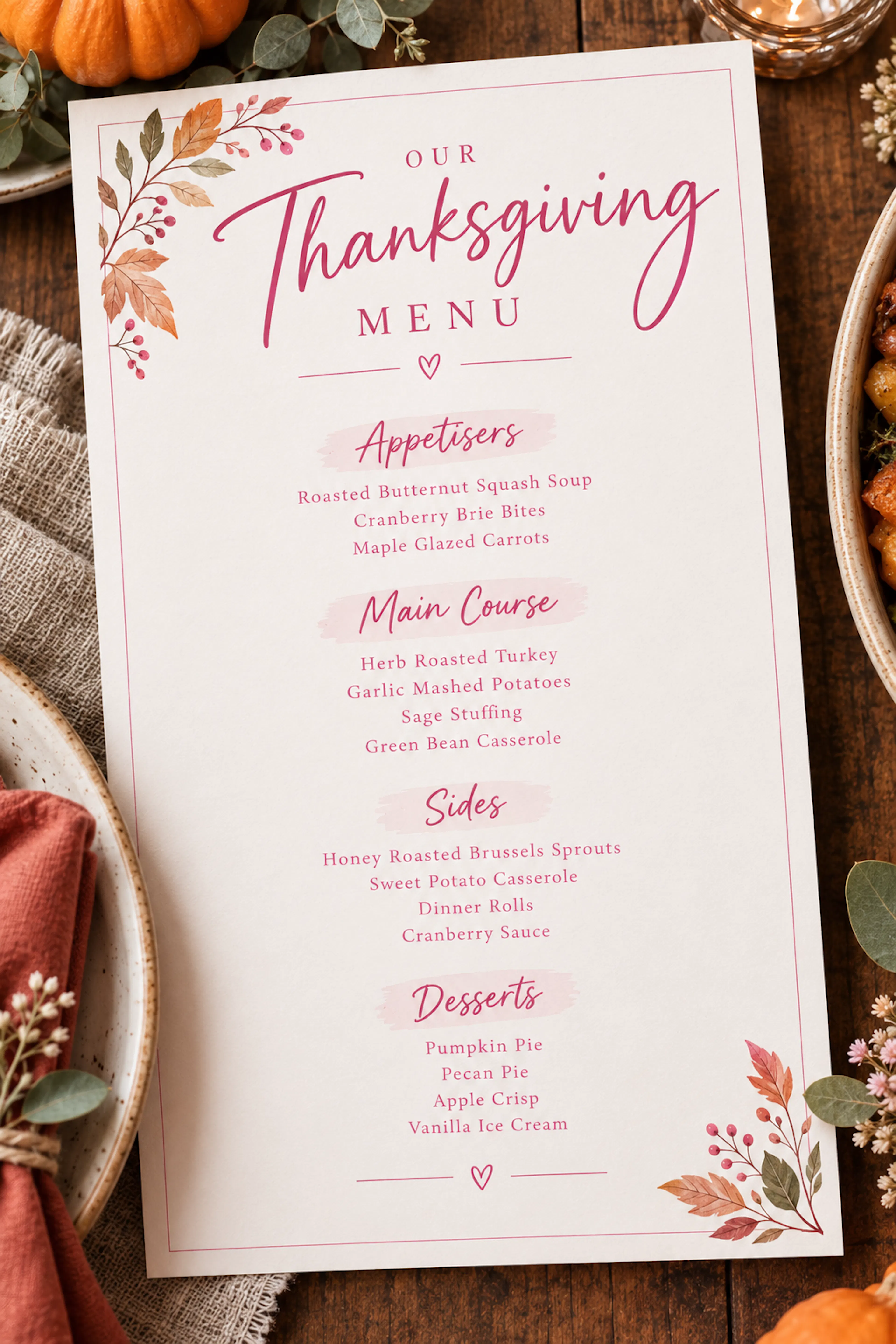 Elegant Thanksgiving Menu