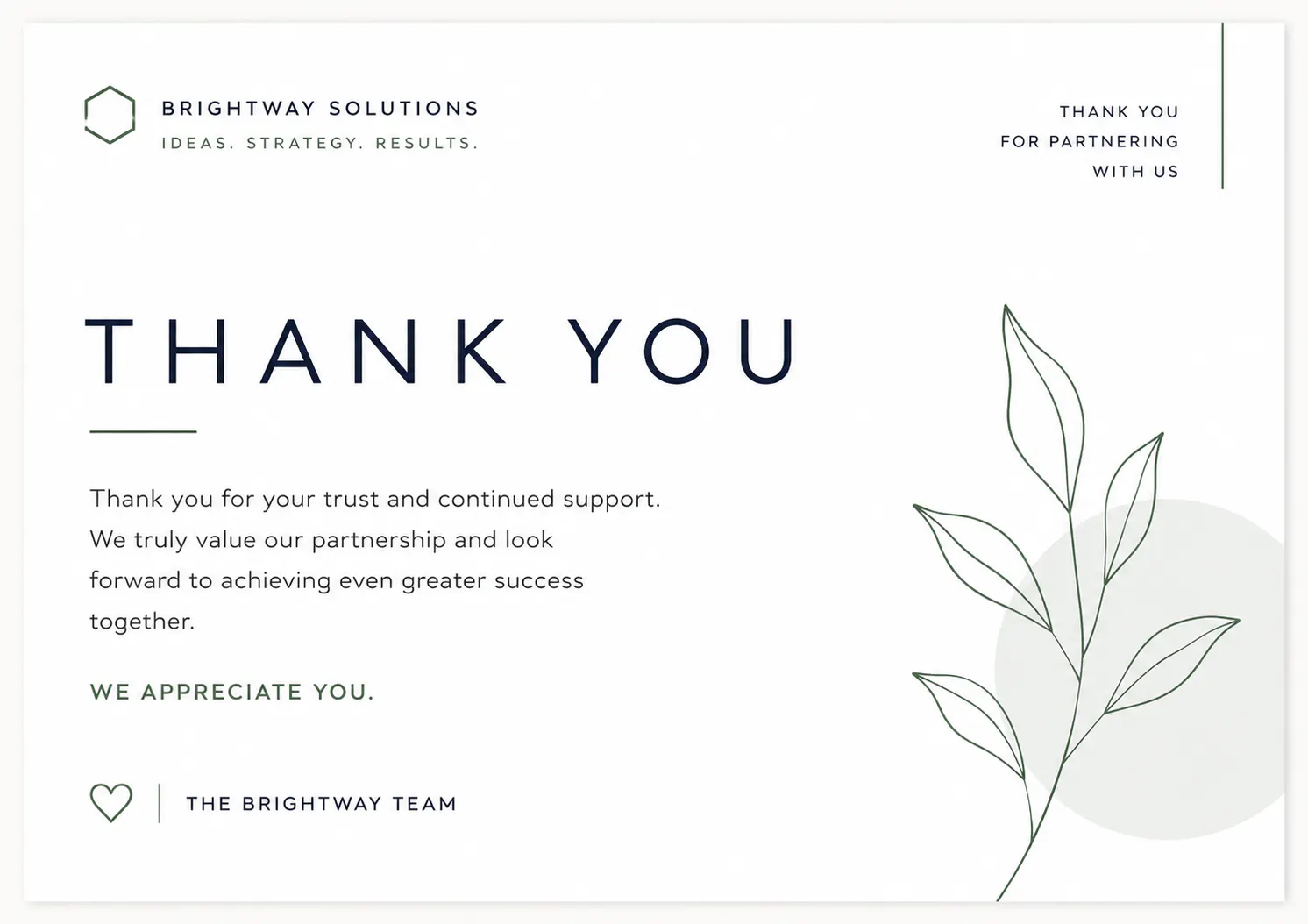 minimal business thank you card