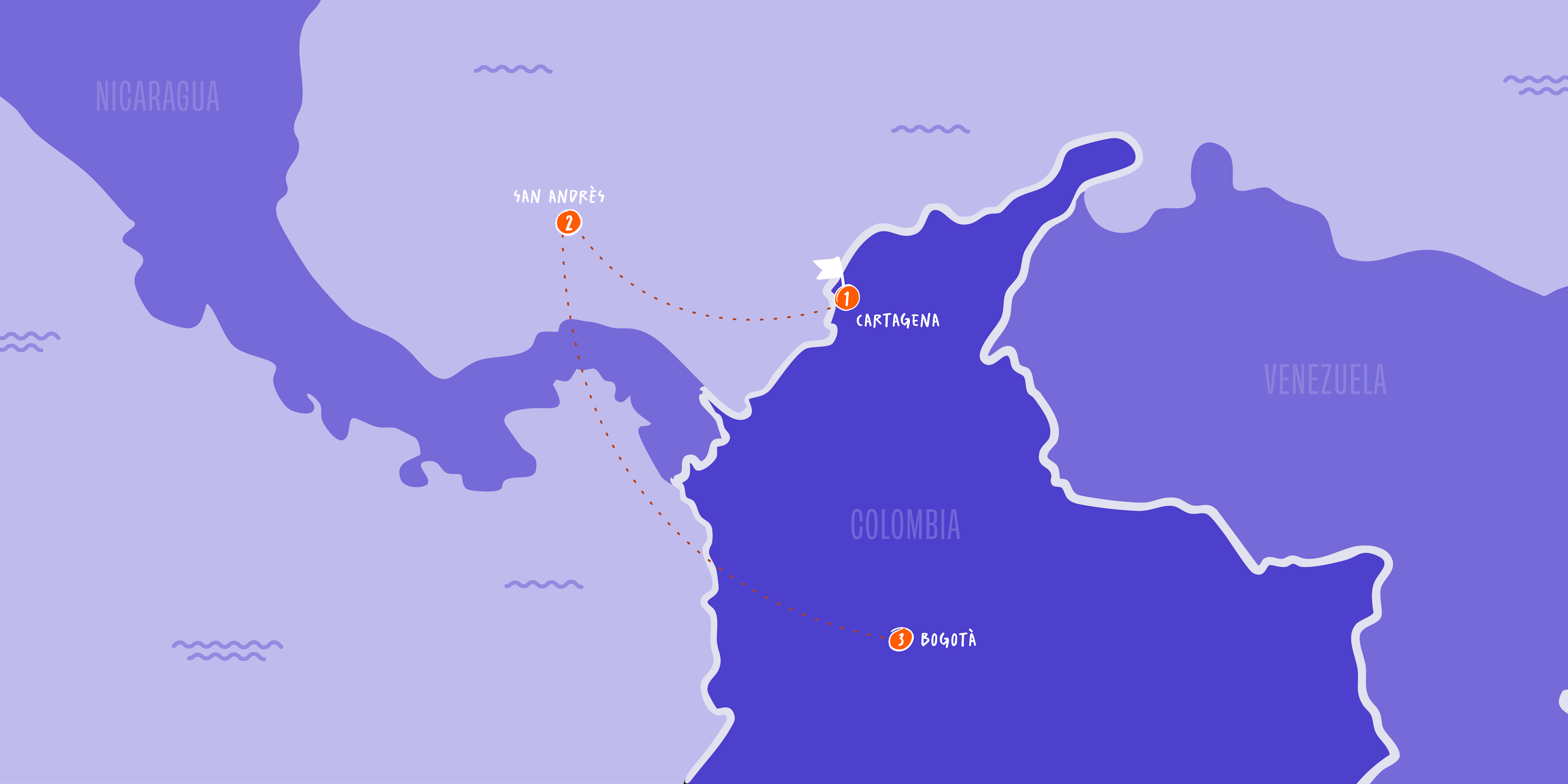 Mappa del Colombia Tour di Utravel