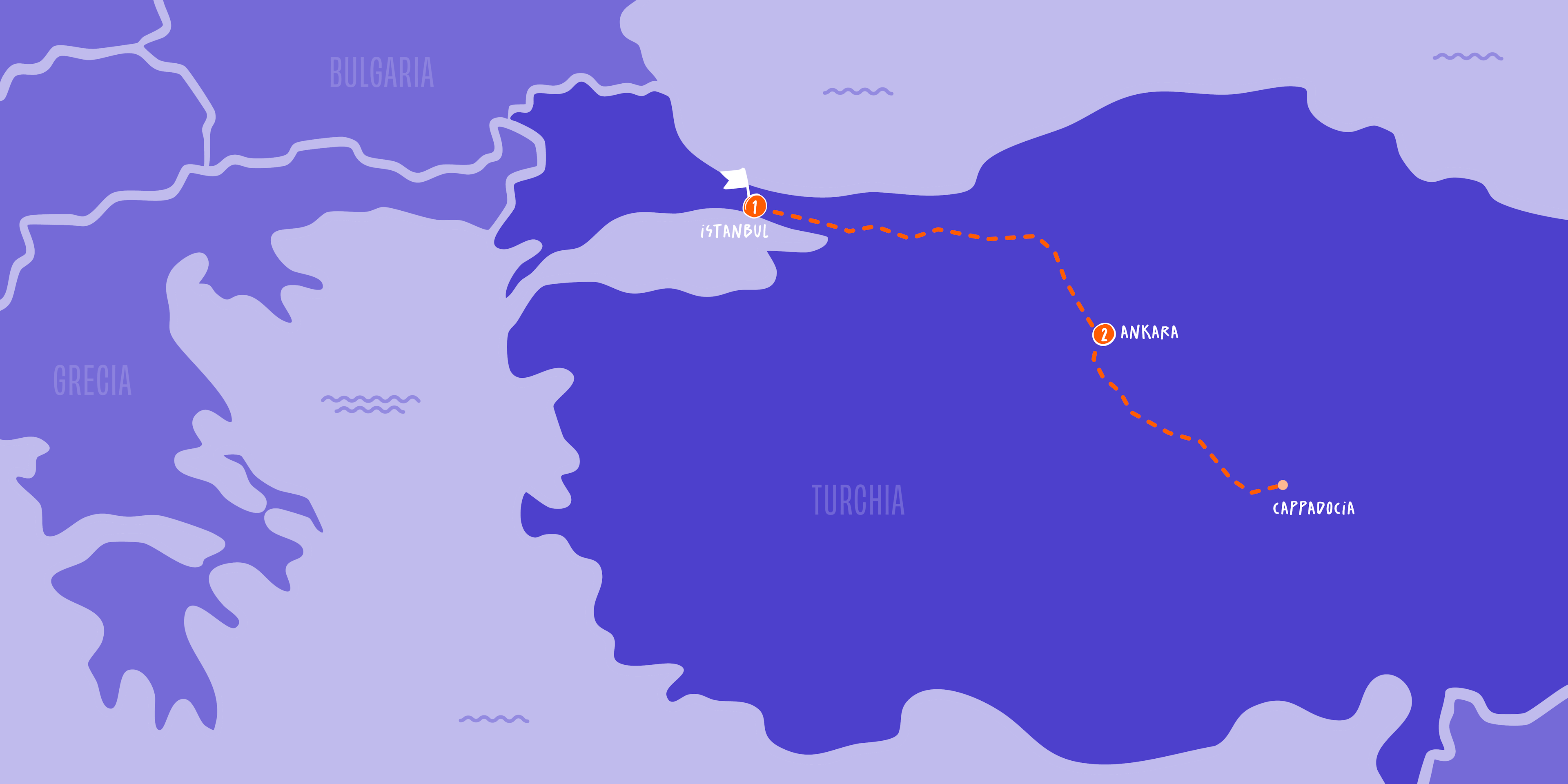 mappa del tour turchia tra istanbul e cappadocia