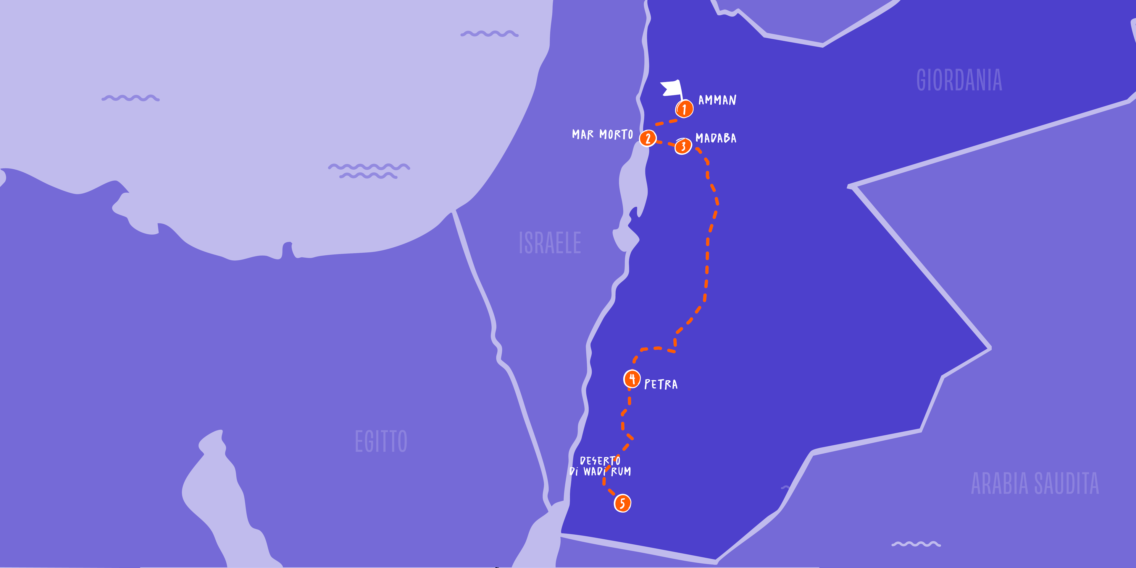 mappa giordania tour