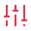Red icon of three vertical sliders representing controls or customization settings.