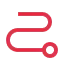 Red icon of a curved path leading to a dot, symbolizing a workflow, routing, or a guided process.