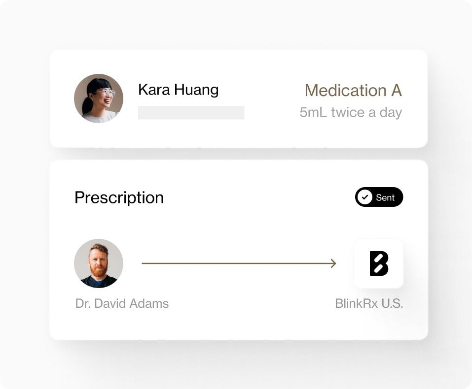 Prescription summary showing patient Kara Huang prescribed Medication A