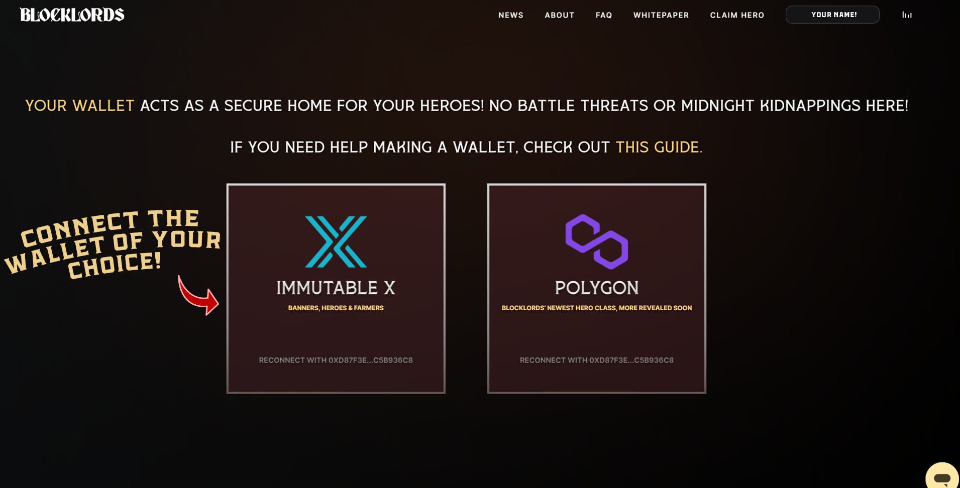 Select which web3 wallet you want to connect to blocklords