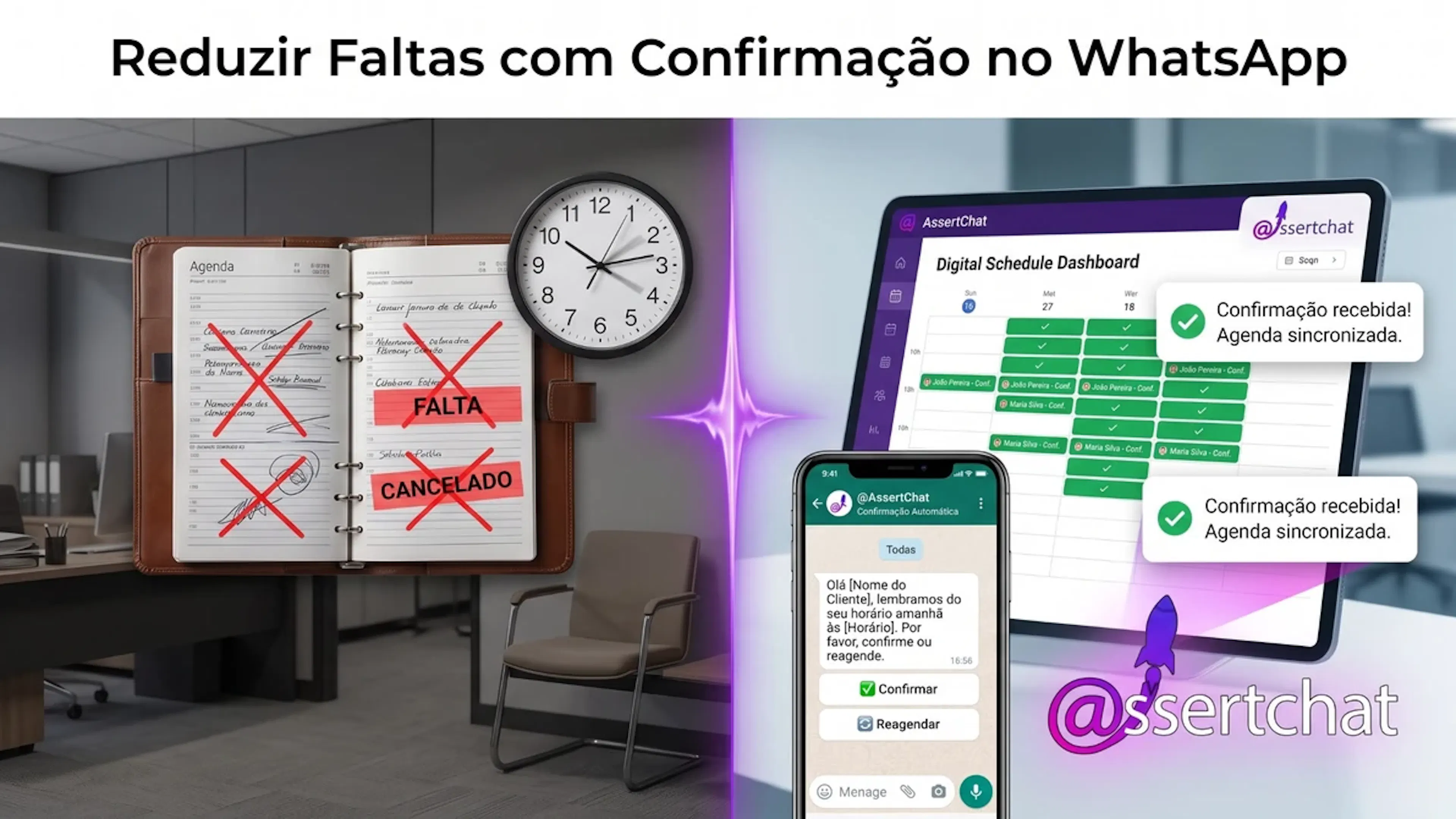 Reduzir faltas com confirmação e lembretes