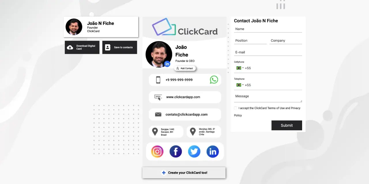 Nova funcionalidade da ClickCard baseada no Meishi