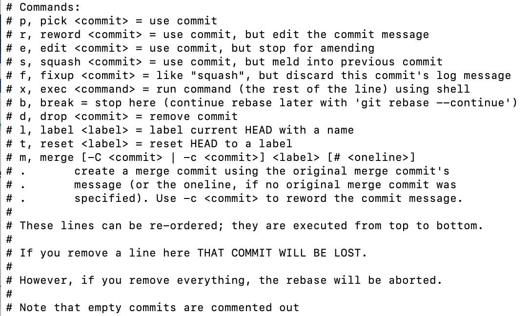 git squash commands