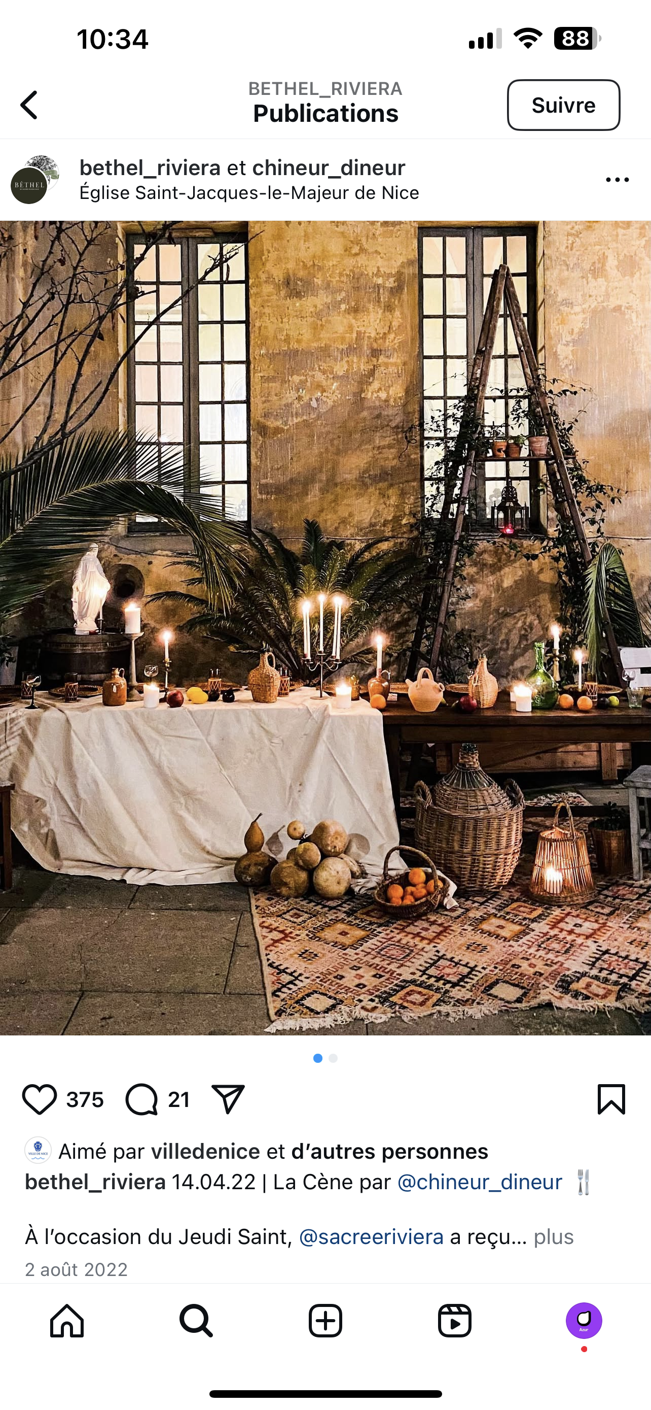 Buffet champêtre aux chandelles