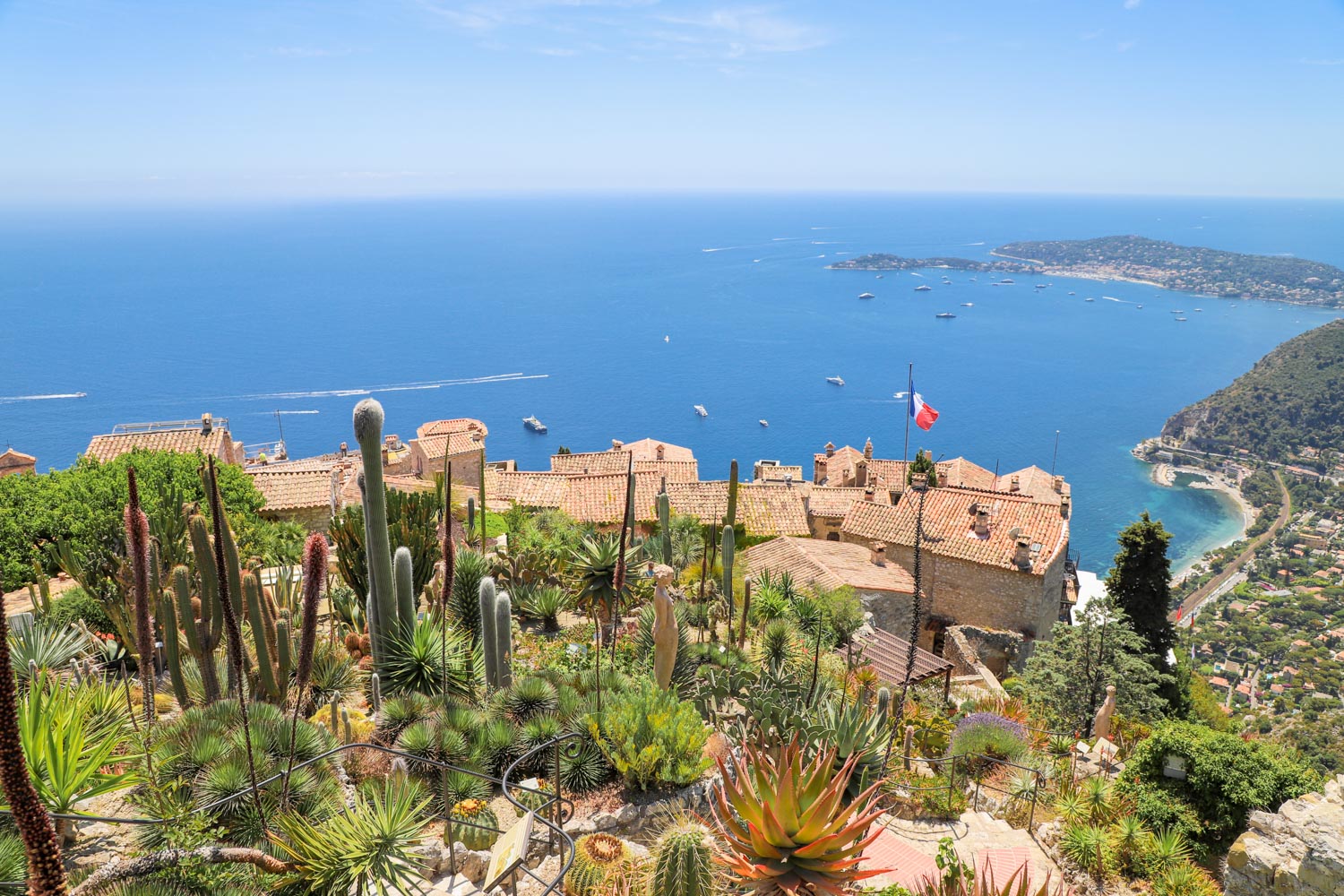 Vue mer avec végétation luxuriante