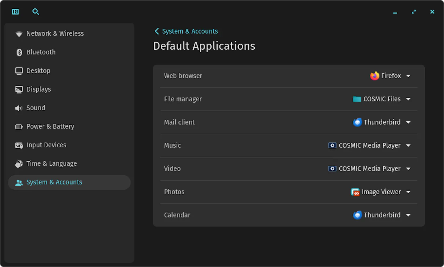 Z0-uzJbqstJ98Agd_COSMICdefaultapplicationssettings Rilasciata la Alpha 4 di COSMIC: arriva l'applet per l'accessibilità