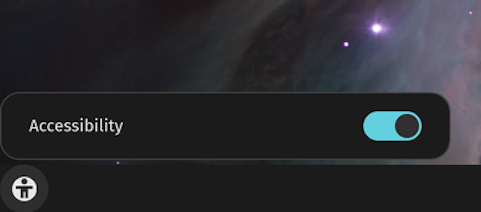 This first version of COSMIC's Accessibility applet includes a toggle for turning the screenreader on or off.