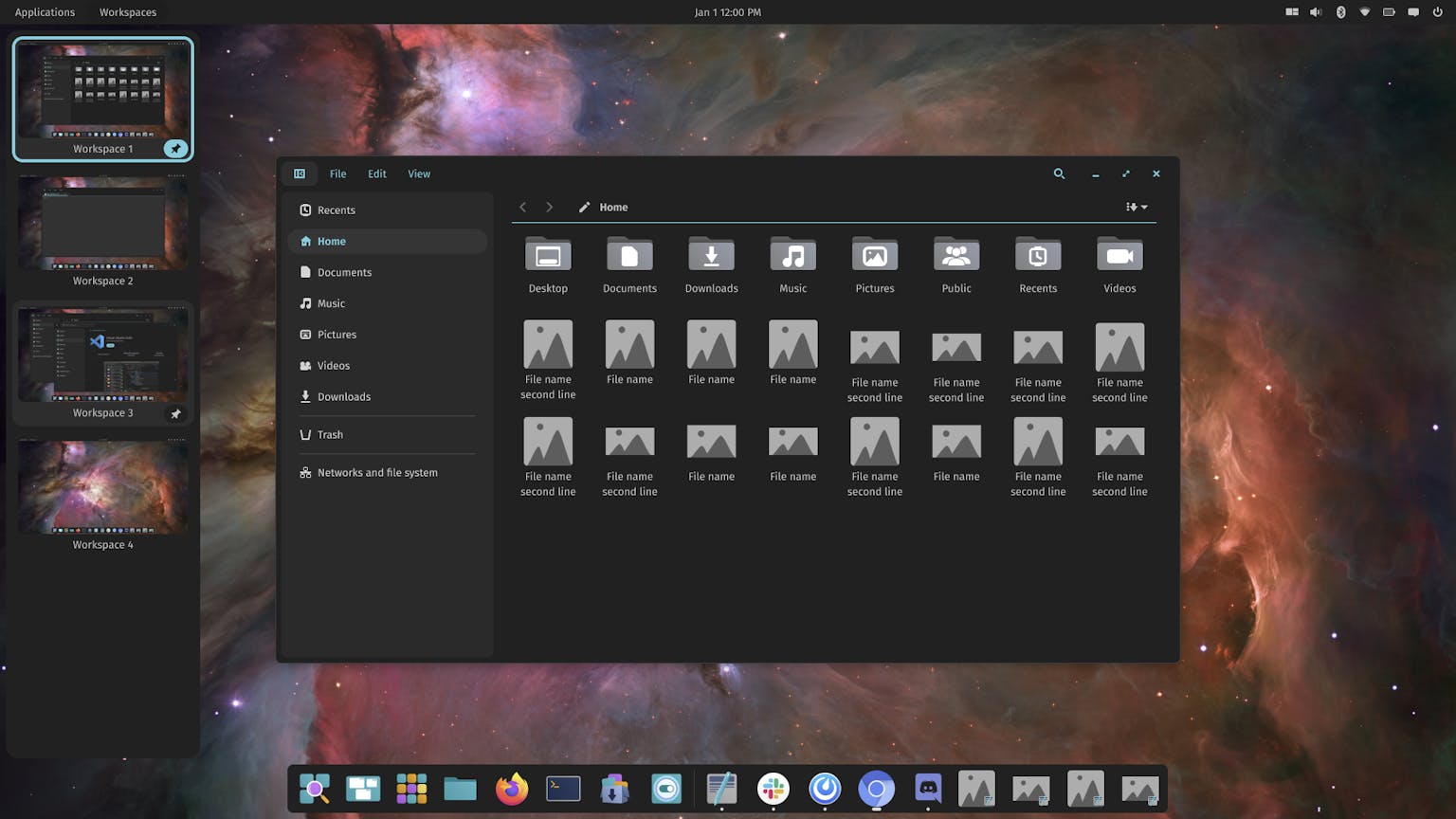 This user has pinned Workspace 1, designated by a pin icon in the lower-right corner of the workspace preview.