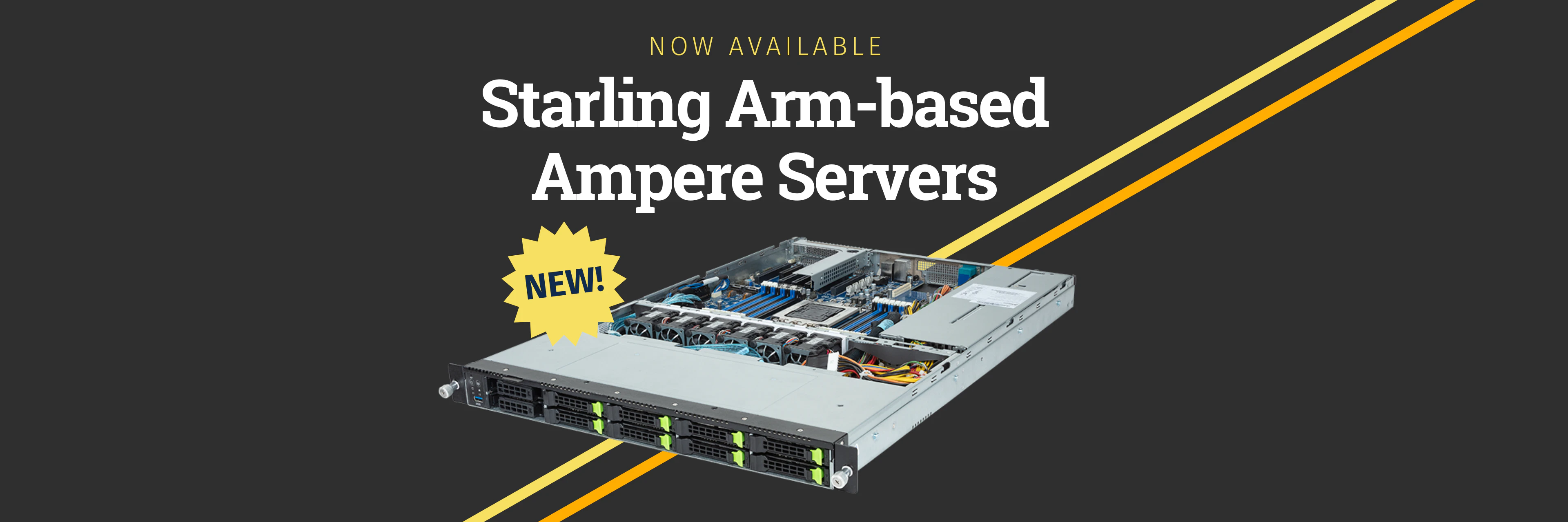 Photo of the new Starling Arm-based Ampere Server and its internals.