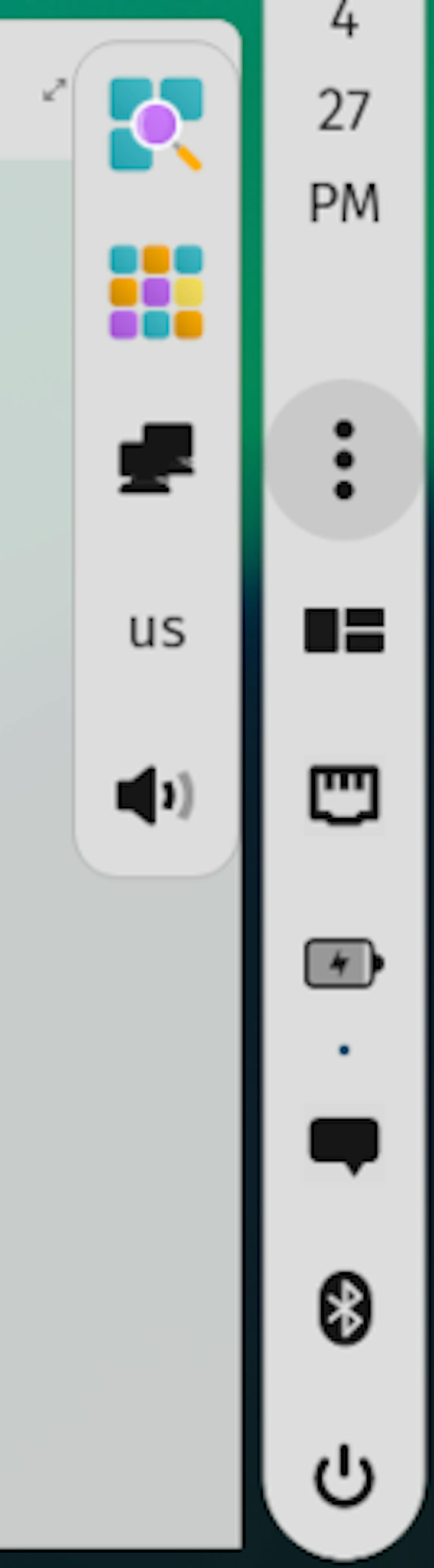 Apps and applets that can no longer fit in the panel can be accessed from an overflow menu.