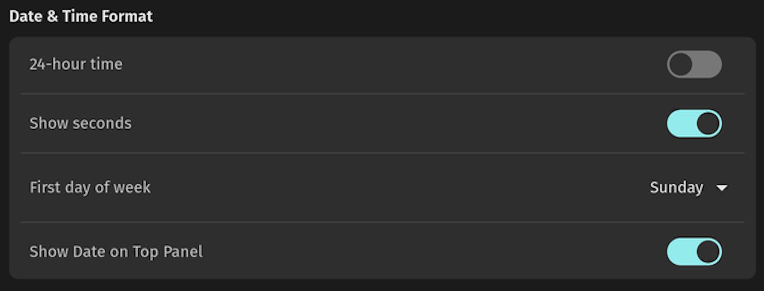 Alpha 2 COSMIC Date & Time Seconds Toggle