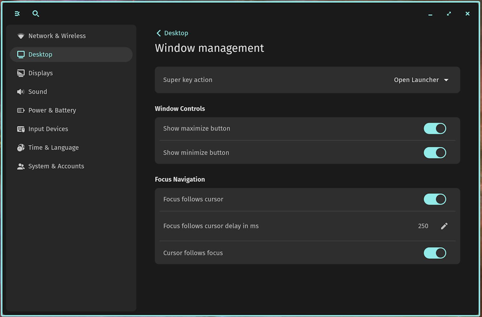 Alpha 2 COSMIC Window Management Settings