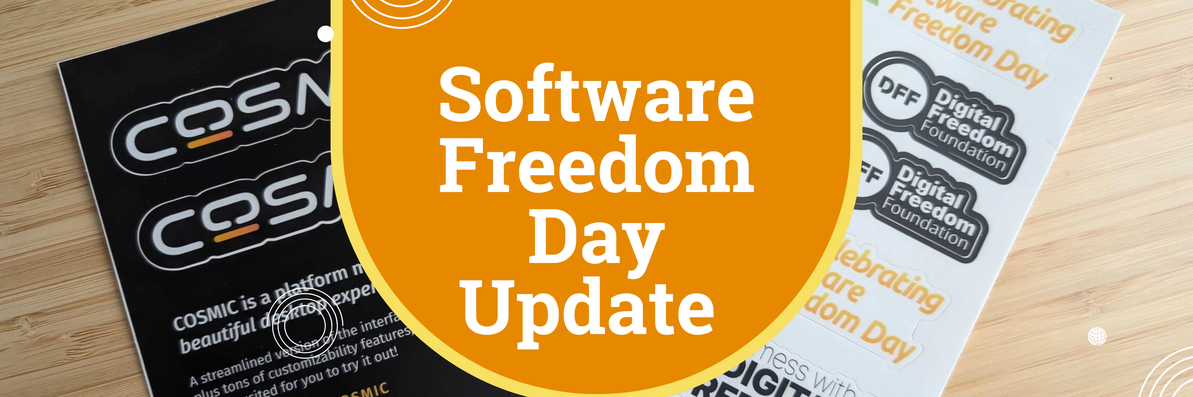 software freedom day update with stickers on the sides