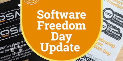 software freedom day update with stickers on the sides