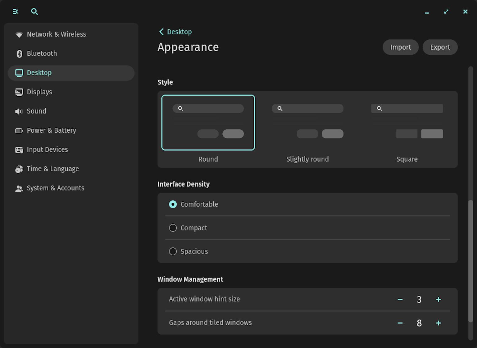 Alpha 2 COSMIC Interface Density Settings