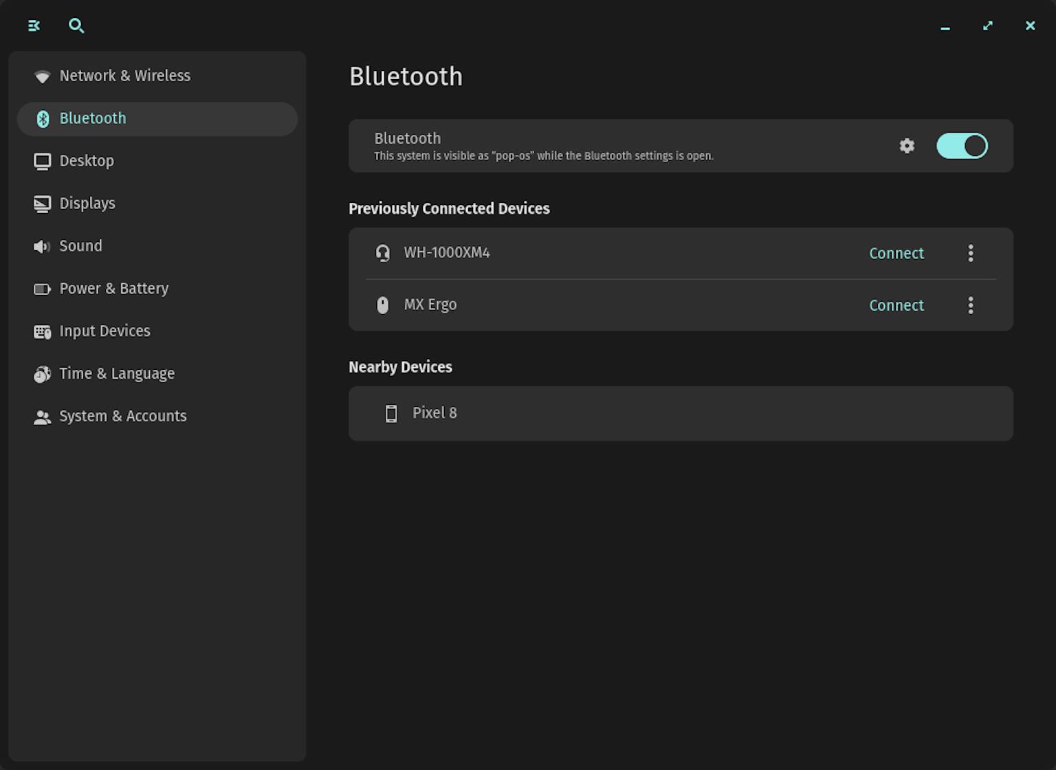 Alpha 2 COSMIC Bluetooth Settings