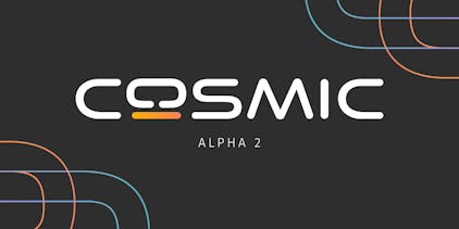 COSMIC logo with Alpha 2 underneath
