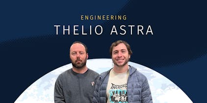 Engineers with a moon behind them and text that reads Engineering Thelio Astra