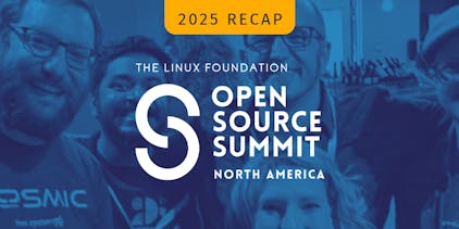 open source summit North America 2025 in text with group photo in background