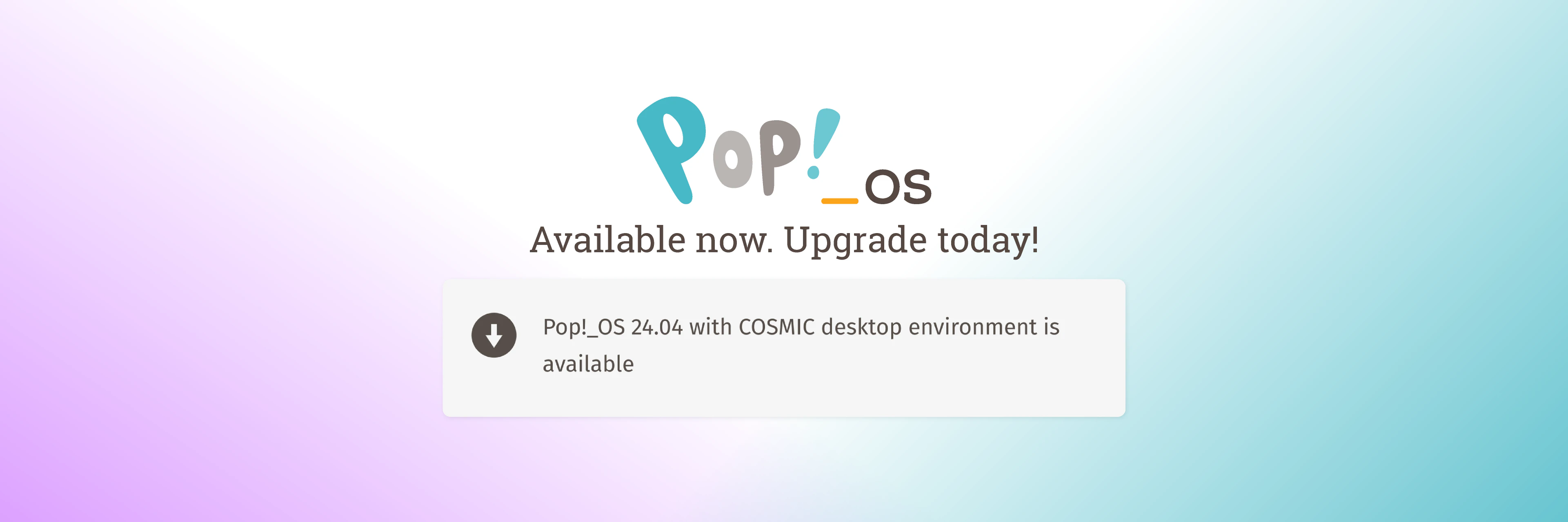 Pop!_OS: Available now. Upgrade today! Pop!_OS 24.04 with COSMIC desktop environment is available