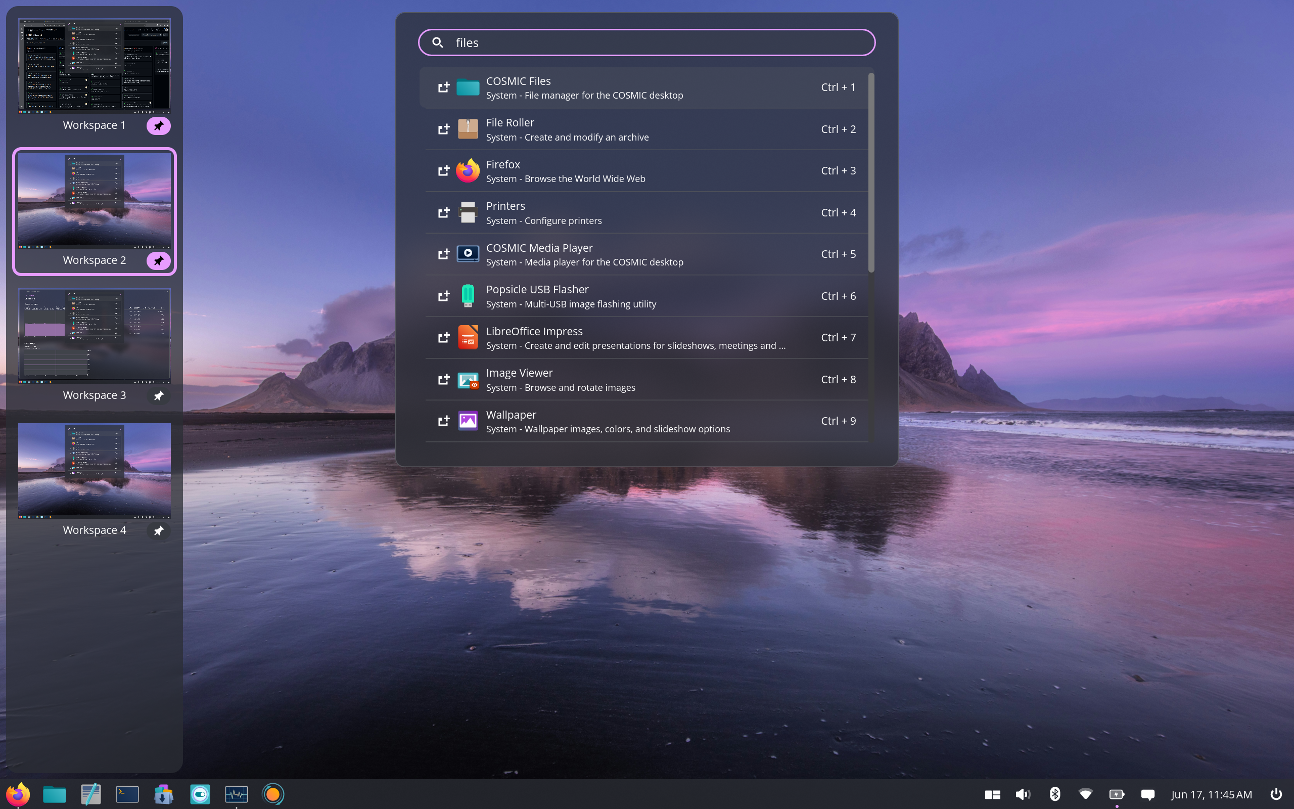 Launcher search feature in COSMIC DE