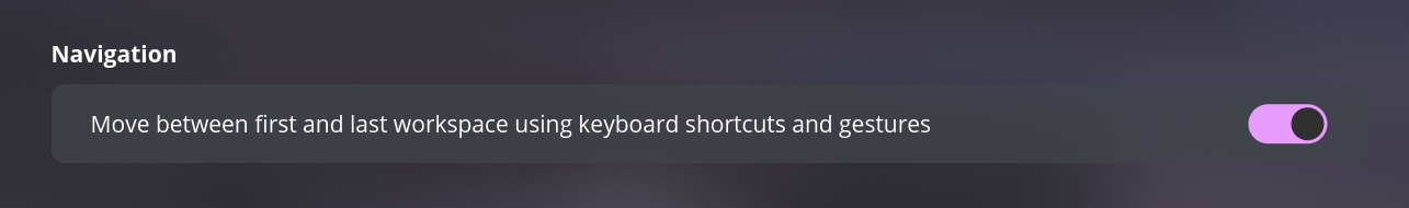 Workspaces Cycling Option feature in COSMIC DE