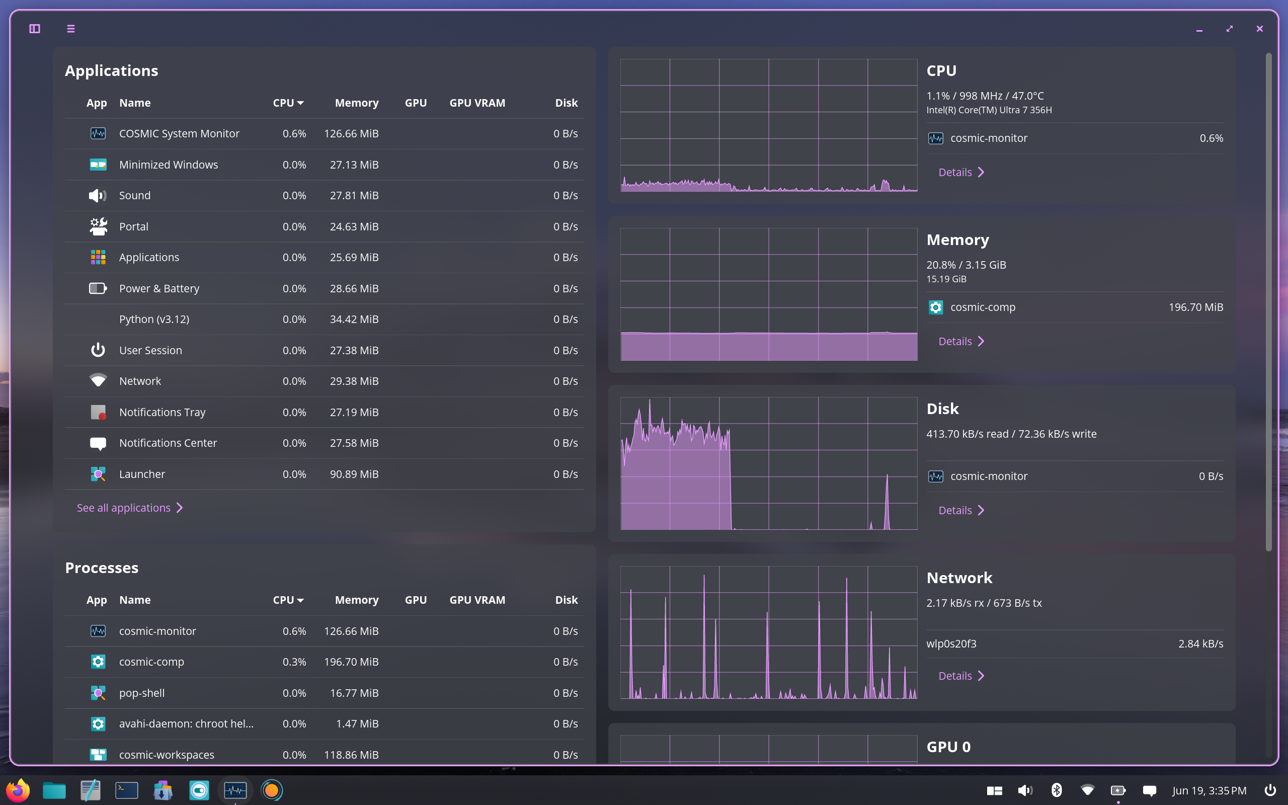 Screenshots shown with COSMIC Frosted Glass (coming soon!)