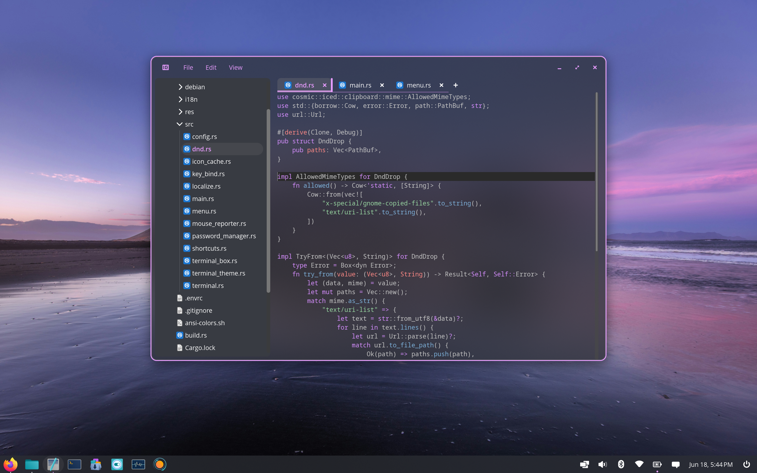 Tab Drag and Drop in COSMIC Applications