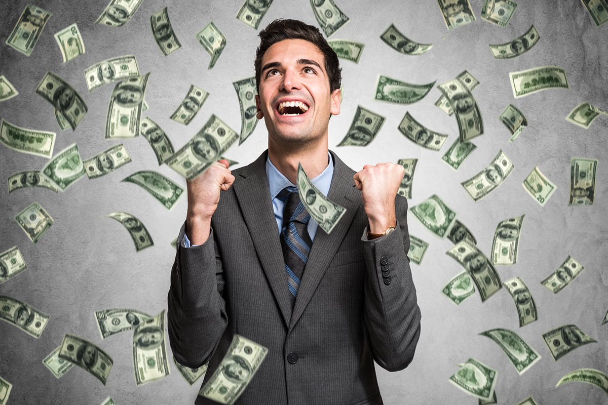 Man playing money