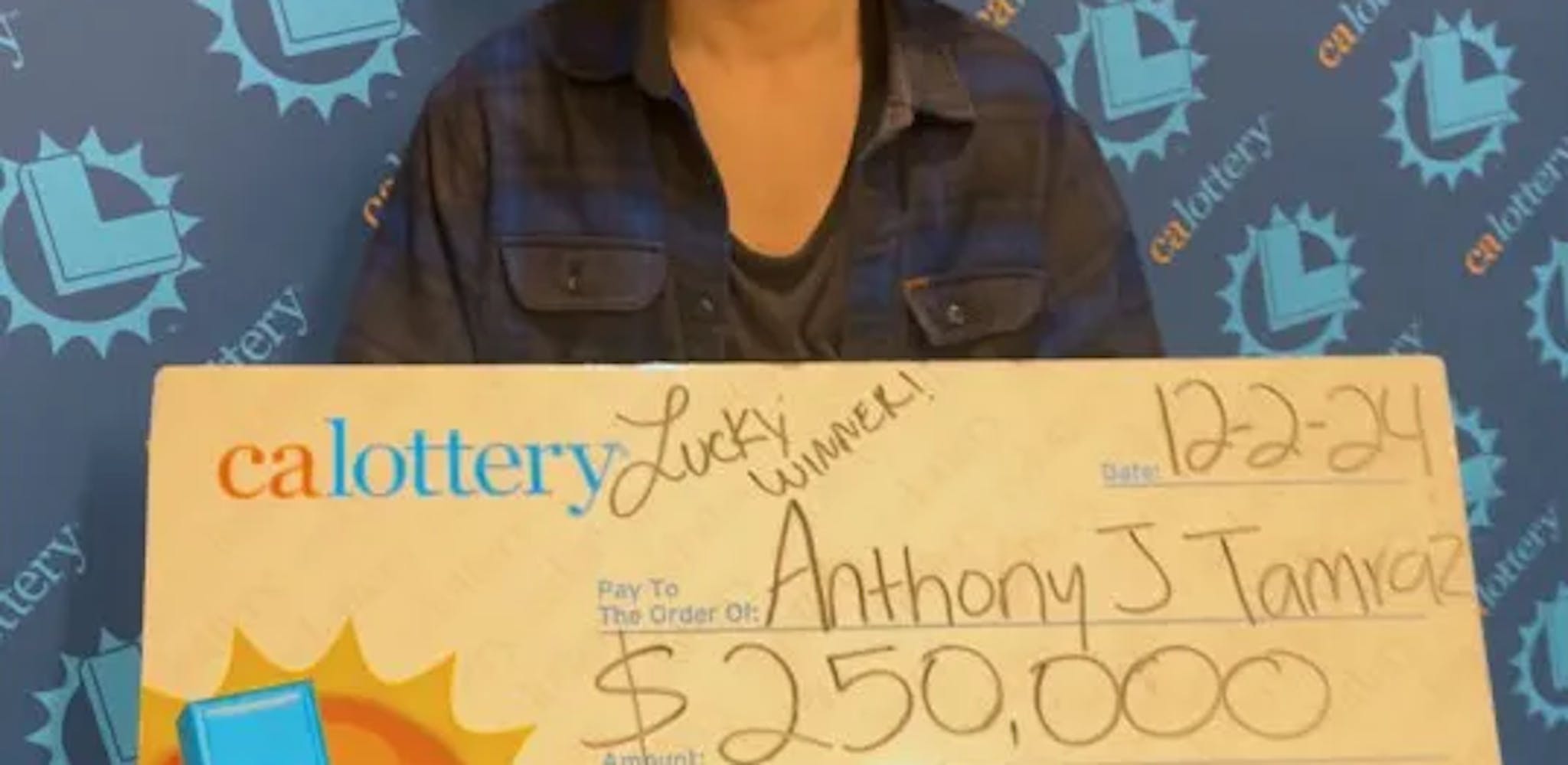 Teen holding check