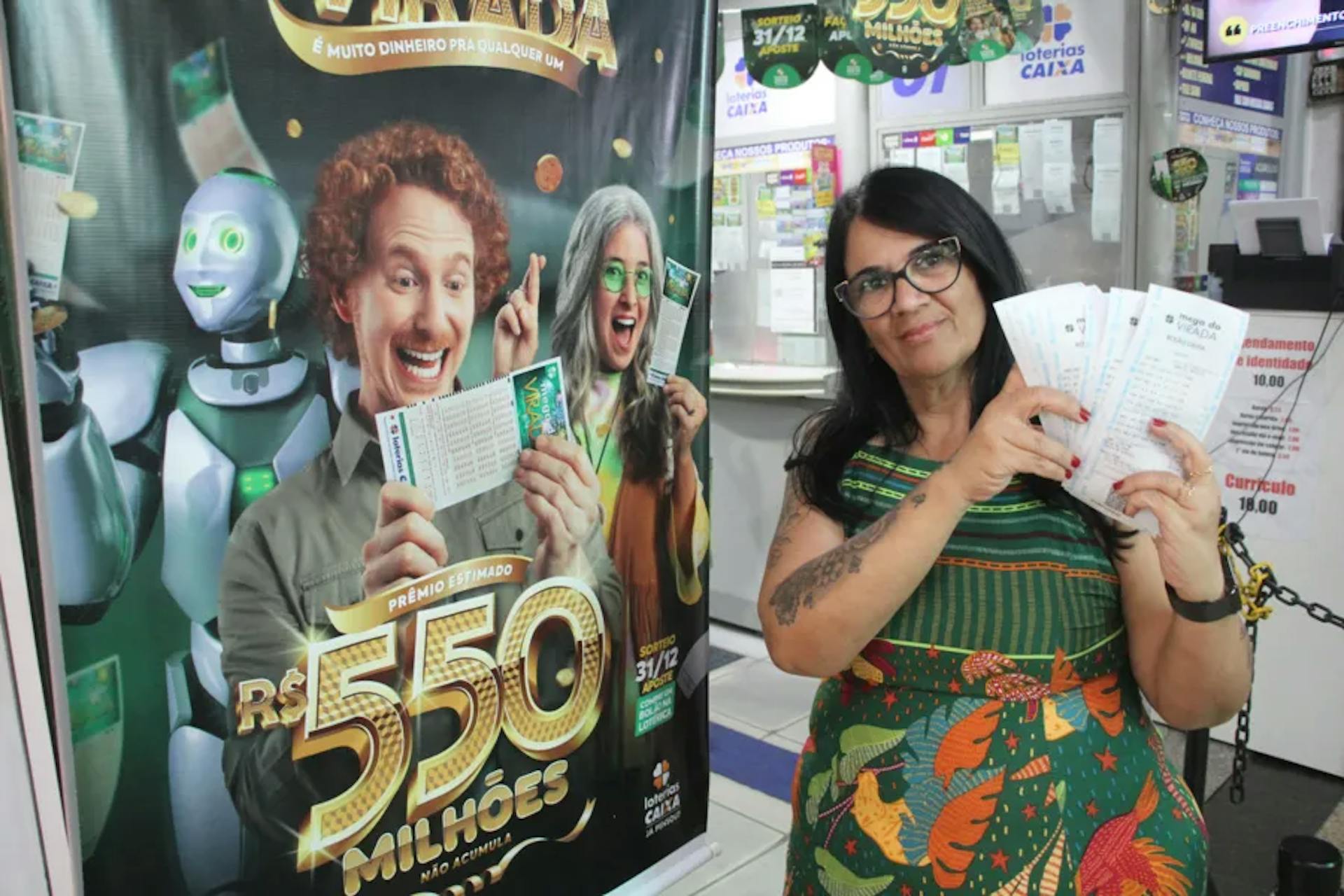 Women holding lottery tickets