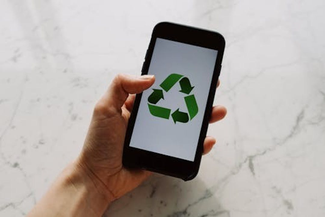 Recycling symbol on a cellphone