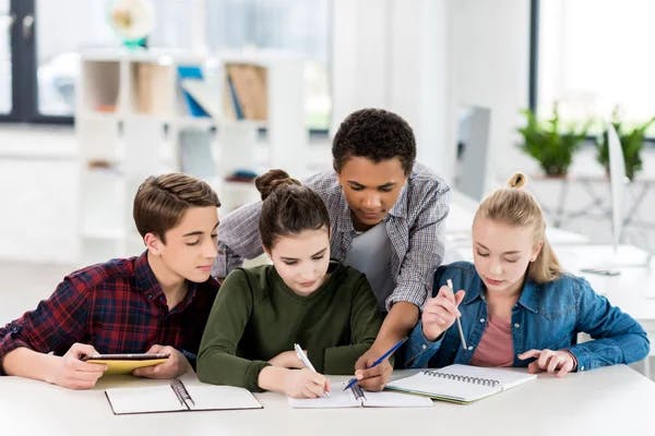 Young people studying