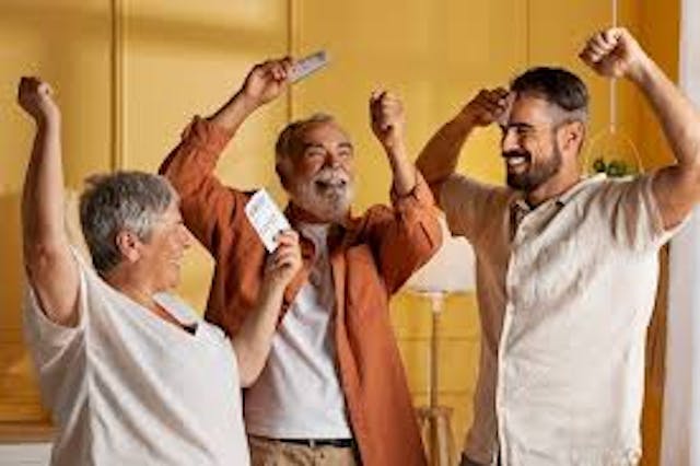 Happy People Holding Lottery Tickets