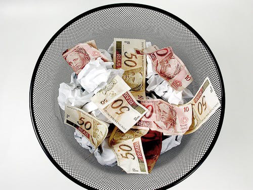 Money in the trash