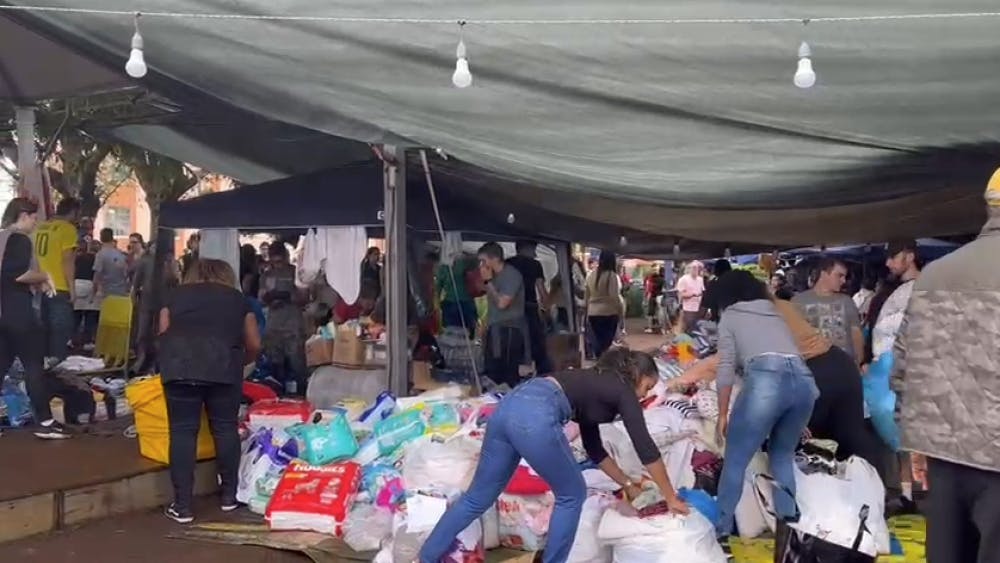 People sorting donations
