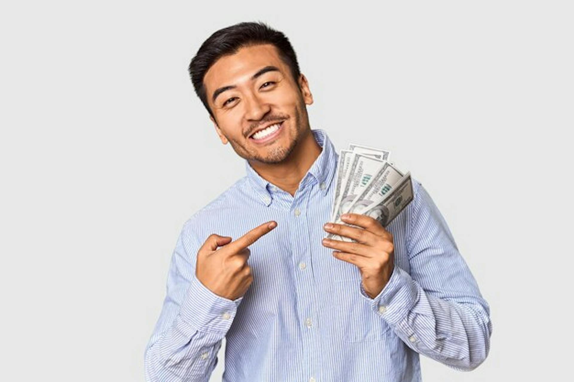 Man Pointing at Money